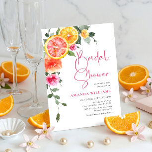 Invitation Lancement de mariage Fleur Orange Rose Clair Aquar