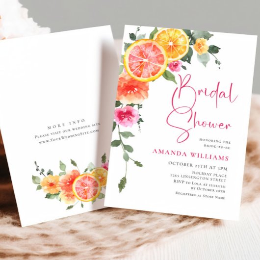 Invitation Lancement de mariage Fleur Orange Rose Clair Aquar