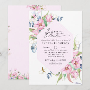 Invitation Lancement de mariage floral rose aquarelle de prin