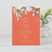 Invitation Lancement de mariage Hydrangea blanche Tangerine (Debout devant)