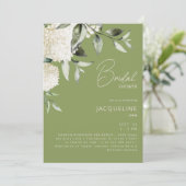 Invitation Lancement de Mariée aux Hydrangeas Vert de Mousse (Debout devant)