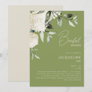 Invitation Lancement de Mariée aux Hydrangeas Vert de Mousse