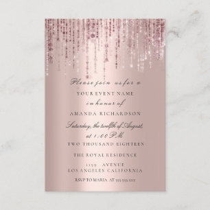 Invitation Lancement de paillettes gouttes de rose Marsala Ba