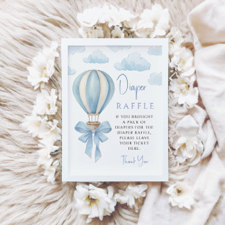 Invitation Lancer de couche-culotte Montgolfière Bébé Bleu Ga
