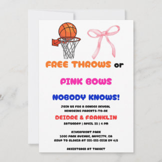 Invitation Lancers francs ou noeuds roses Fête de révélation