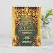 Invitation Lances d'éléphants indiens en or vert Hindi Hindu (Debout devant)