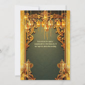 Invitation Lances d'éléphants indiens en or vert Hindi Hindu (Dos)