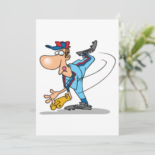 Invitation Lanceur de baseball de dessin animé drôle lançant  (Debout devant)