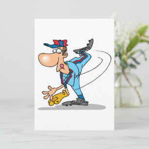Invitation Lanceur de baseball de dessin animé drôle lançant