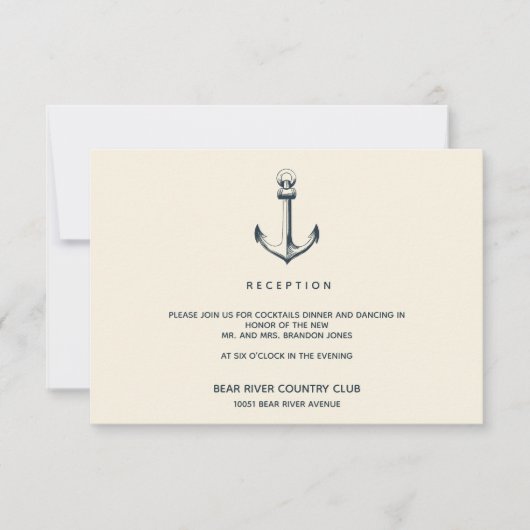 Invitation L'Ancre | Salle De Réception De Mariage (Devant)