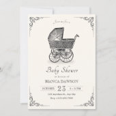 Invitation Landième poussette pour bébé shower (Devant)