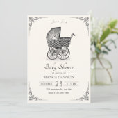 Invitation Landième poussette pour bébé shower (Debout devant)