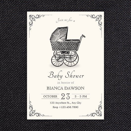 Invitation Landième poussette pour bébé shower