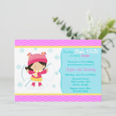 Invitation L'ange mignon de neige badine la fête (Debout devant)