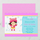 Invitation L'ange mignon de neige badine la fête (Devant / Derrière)