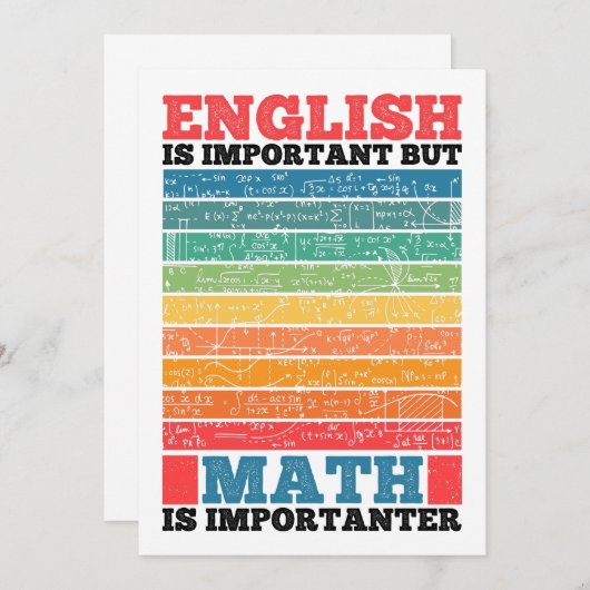 Invitation L'Anglais Est Important Mais Les Maths Sont Import (Devant / Derrière)