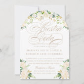Invitation Langue espagnole Nuestra Boda flores pintadas arc (Devant)