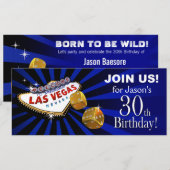 Invitation L'anniversaire 30 ans de Las Vegas Starburst bleu  (Devant / Derrière)