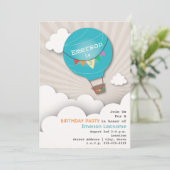 Invitation L'anniversaire bleu des enfants de ballon à air et (Debout devant)