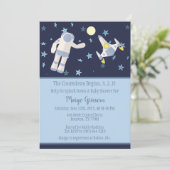 Invitation L'anniversaire de bébé dans l'espace commence (Debout devant)