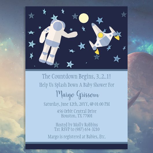 Invitation L'anniversaire de bébé dans l'espace commence