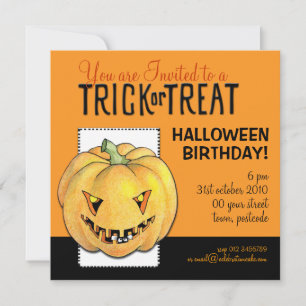 Invitation L'anniversaire de l'Citrouille de l'Halloween en f