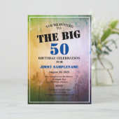 Invitation L'anniversaire de l'homme Abstrait bleu pour céléb (Debout devant)