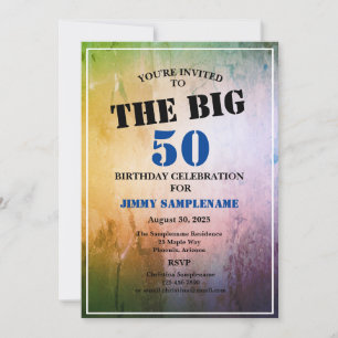 Invitation L'anniversaire de l'homme Abstrait bleu pour céléb