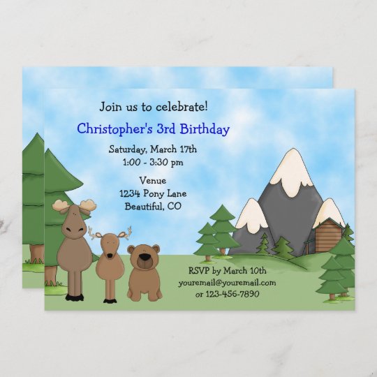 Invitation L Anniversaire De Region Boisee De Montagne Du Zazzle Be