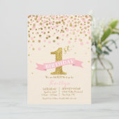 Invitation L'anniversaire de Sparkle Gold and Pink saupoudrer (Debout devant)