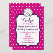 Invitation L'anniversaire de volleyball de filles invitent le (Devant / Derrière)