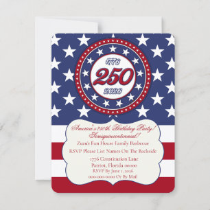 Invitation L'anniversaire des 250 ans de l'Amérique avec le d