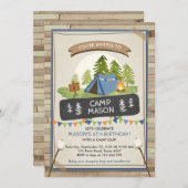 Invitation L'anniversaire d'invitation de tente de camping (Devant / Derrière)