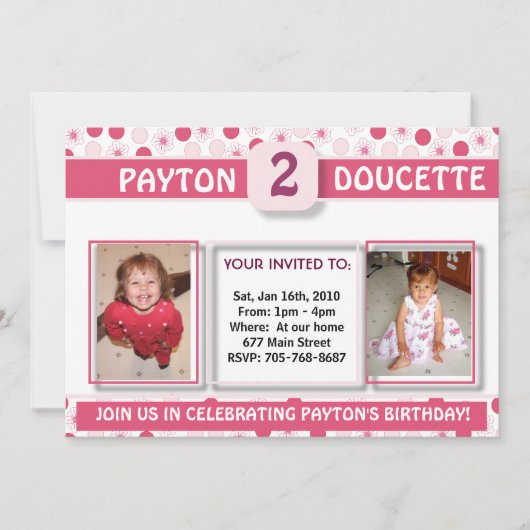 Invitation L'anniversaire Invitation-2 de la fille (Devant)