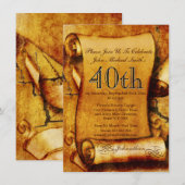 Invitation L'anniversaire vintage 2 % pipe% de parchemin de (Devant / Derrière)