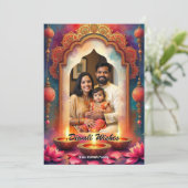 Invitation Lantern Glow Diwali Greeting Card (Debout devant)