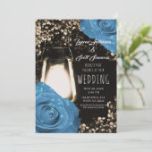 Invitation Lanterne à lueur rustique Cornflower Bleu Rose Mar (Debout devant)