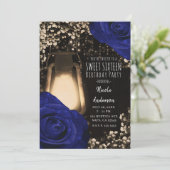 Invitation Lanterne à lueur rustique Roses de la Marine Maria (Debout devant)