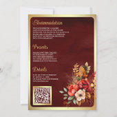 Invitation Lanterne antique Rouge Floral Maroon Mariage musul (Dos)