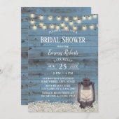 Invitation Lanterne antique Rustique Dusty Fête des mariées b (Devant / Derrière)