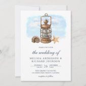Invitation Lanterne aquarelle rustique mariage nautique (Devant)