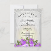 Invitation Lanterne argentée et florale violette (Devant)