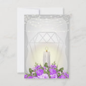 Invitation Lanterne argentée et florale violette (Dos)