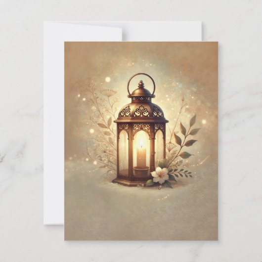 Invitation Lanterne brillante en bronze Romantique Rustique R (Dos)