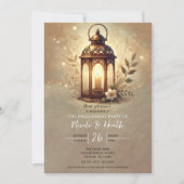 Invitation Lanterne Bronze Doré Romantique Rustique Fiançaill (Devant)