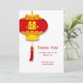 Invitation Lanterne chinoise et double Merci du bonheur (Debout devant)