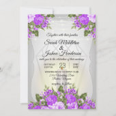 Invitation Lanterne d'argent et Fleurs violettes de mariage (Devant)