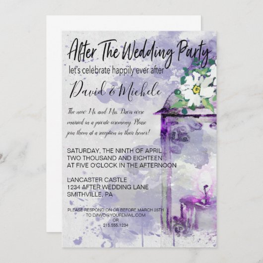 Invitation Lanterne de couleur d'eau Après la fête de mariage (Devant / Derrière)