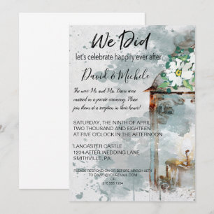 Invitation Lanterne de couleur d'eau et fleurs après la fête