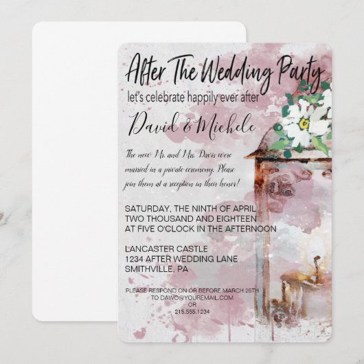 Invitation Lanterne de couleur eau Après la fête de mariage (Devant / Derrière)